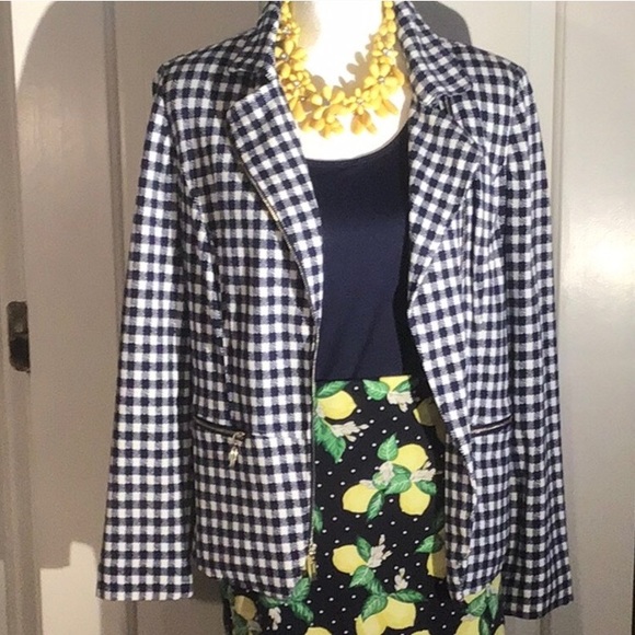 Chico's Jackets & Blazers - CHICO’S beautiful navy and white gingham jacket.